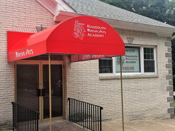 Dojo entrance, awning and sign